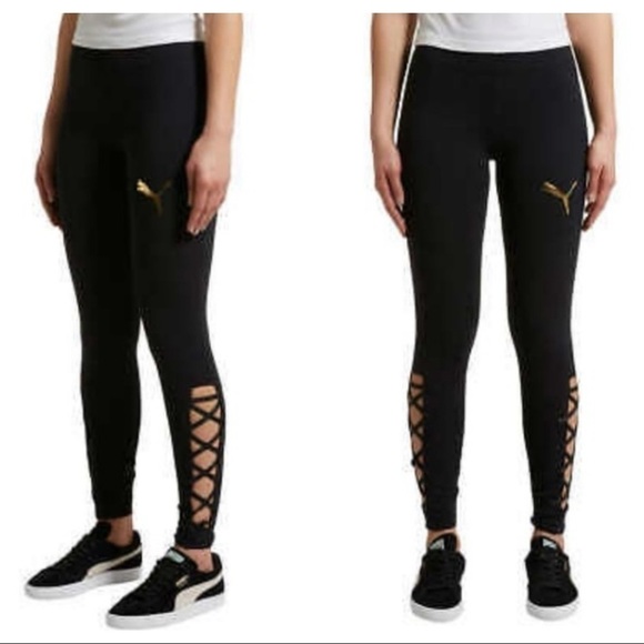 Puma Lace Up Leggings Black size S - Picture 3 of 10